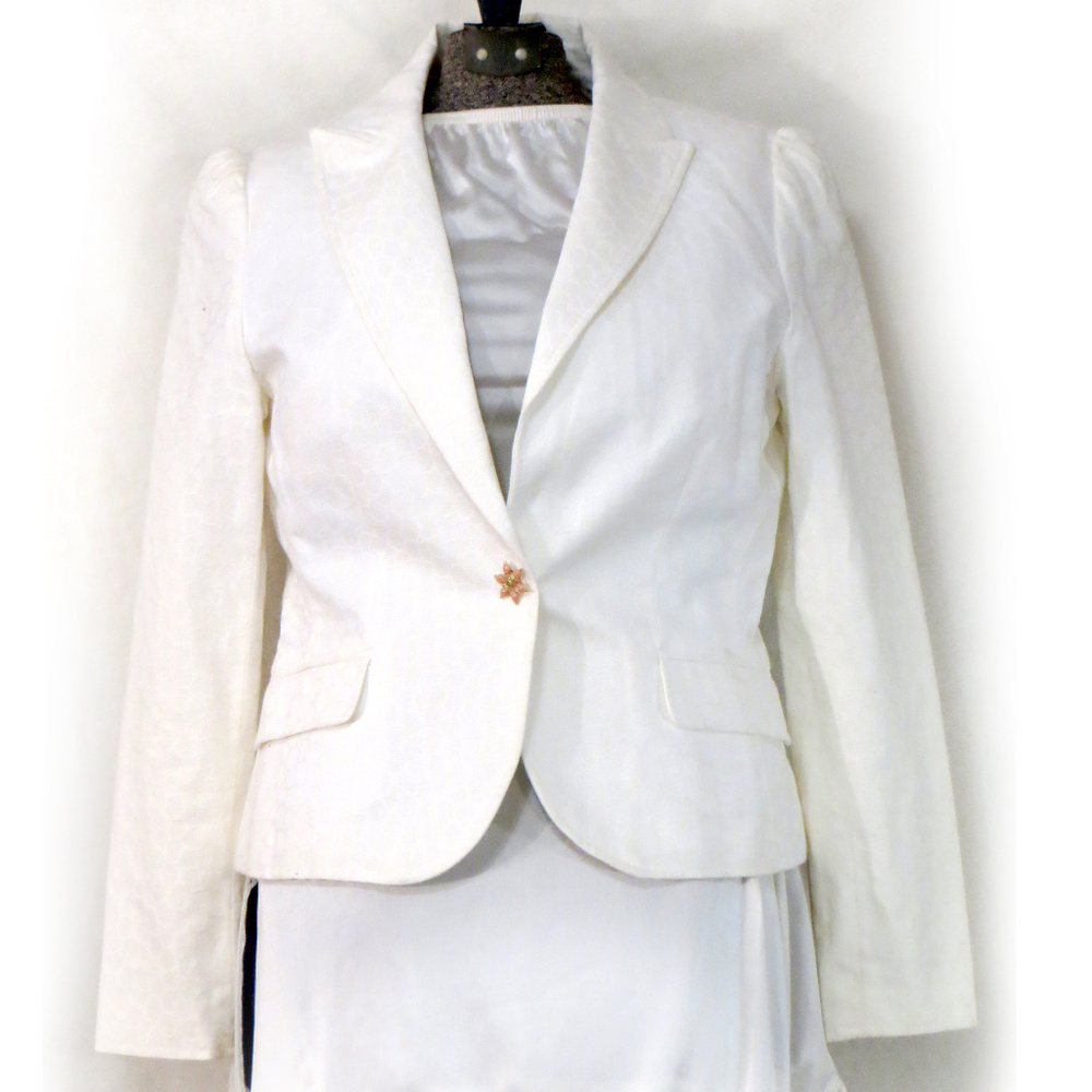The Limited White Cotton One Button Blazer